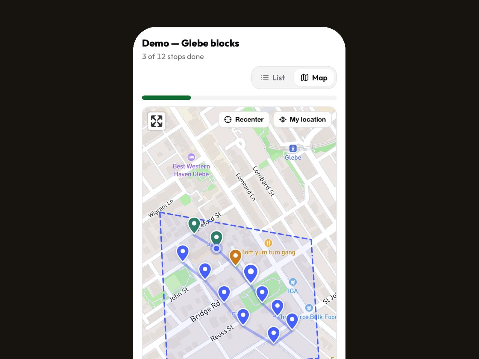 Common Threads: canvassing app — turf map