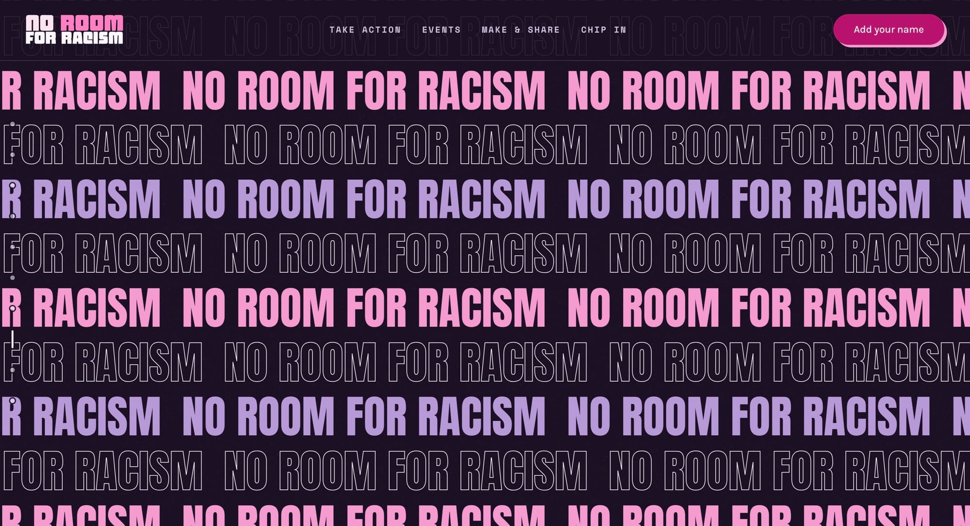 No Room for Racism: the wordmark wall