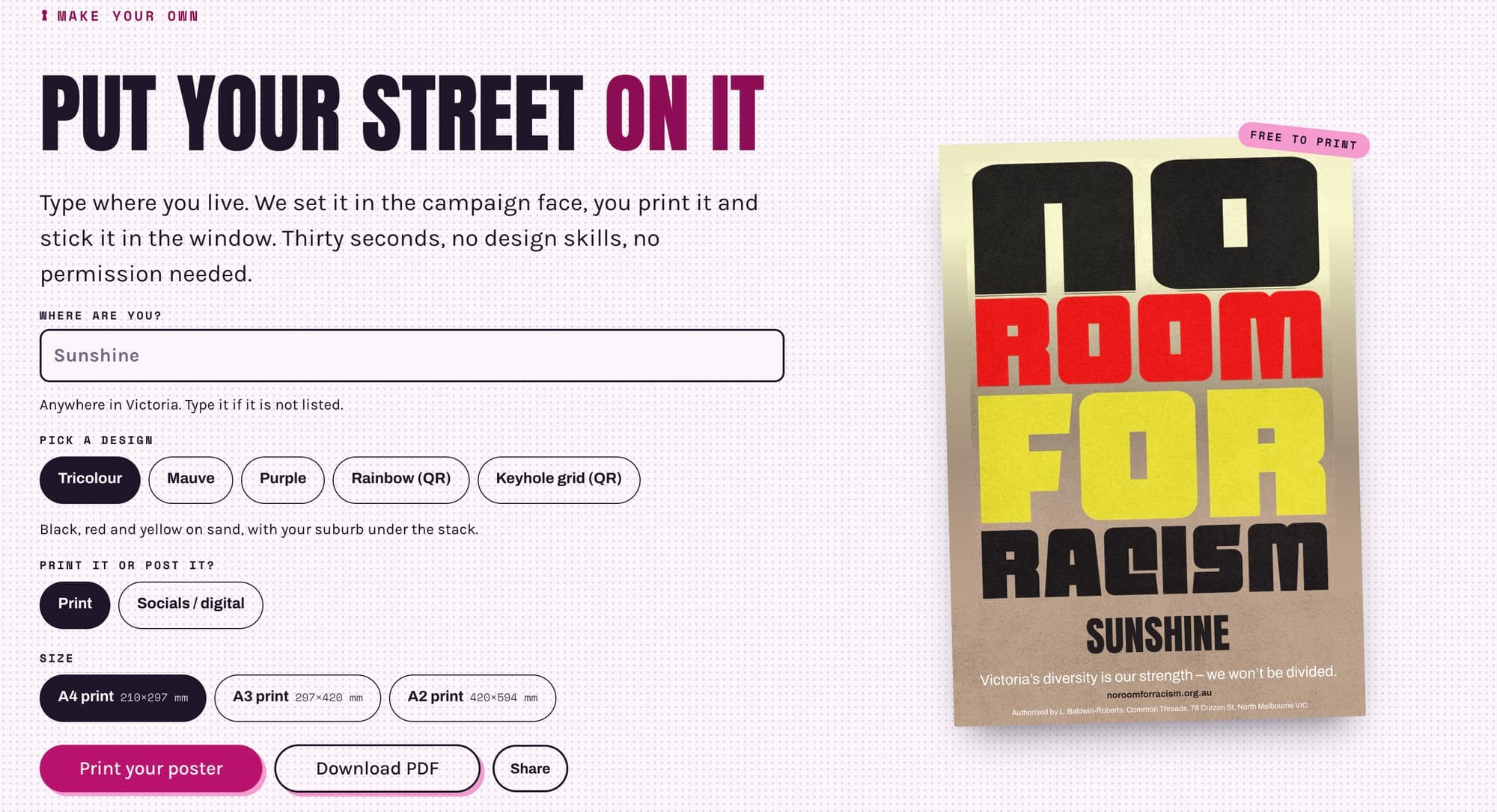 No Room for Racism: make & share — put your street on it
